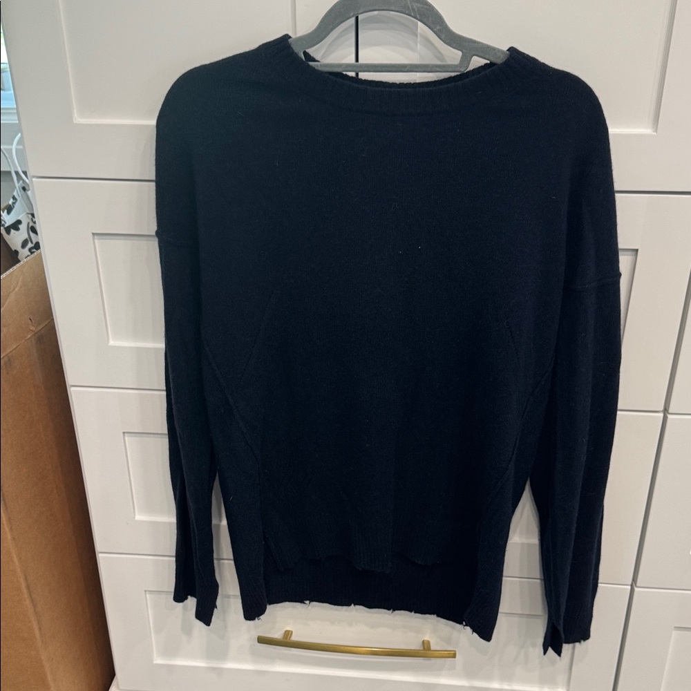 Authentic Cashmere Zadig & Voltaire Navy Sweater With Silver Star Elbow Patches